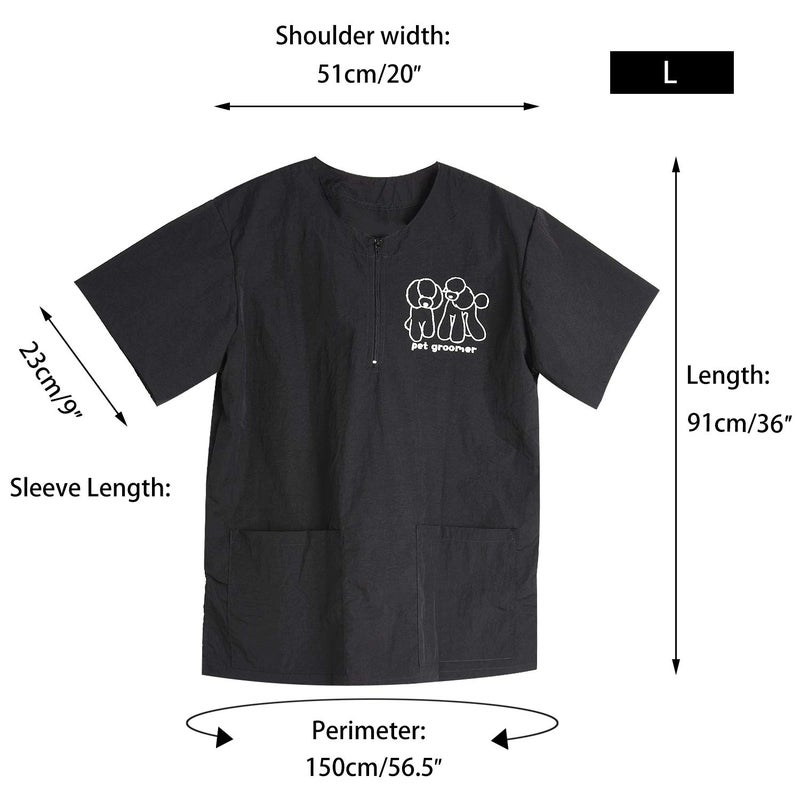 Noverlife Short Sleeves Pet Groomer Smock - with 2 Pockets - 3XL Size - Splash Proof Anti-Static - Beauty Uniforms for Dog & Cat Groomer - Image 3